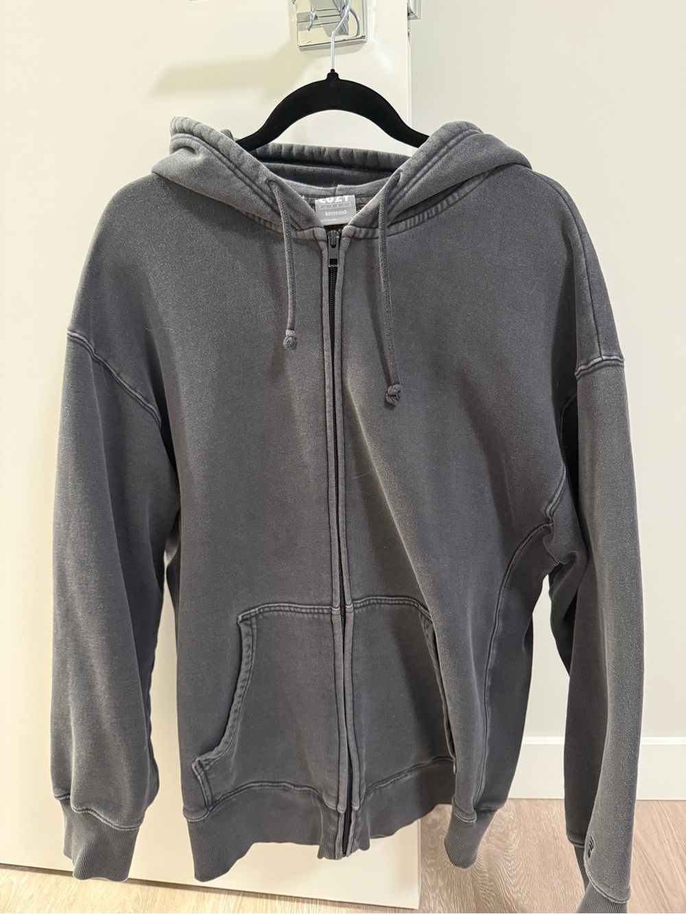 TNA Cozy Fleece Boyfriend Zip Hoodie – Washed Charcoal